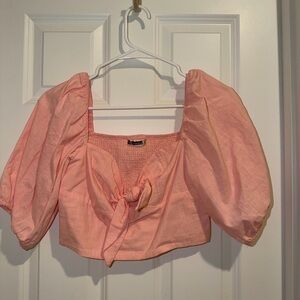 Pink Puff Sleeve Women's Top